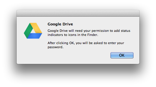 Google Drive dialog box