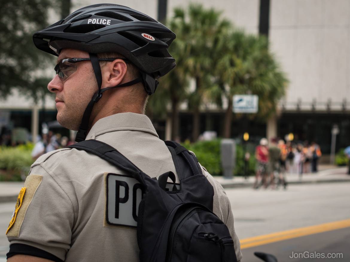 Bike cop watching